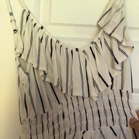 Black and white striped high low dress - Picture 2 of 4